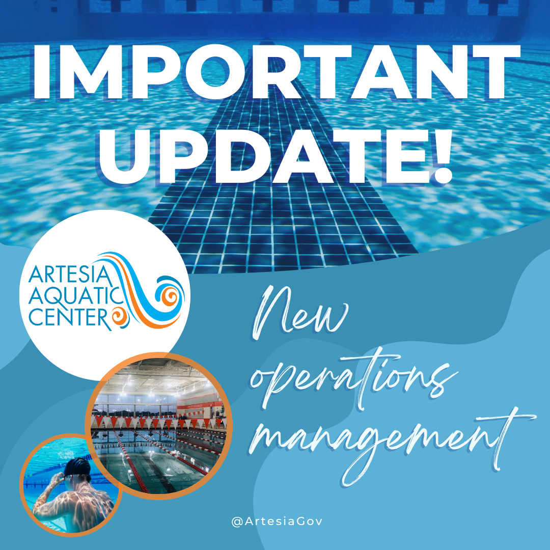 New Operations Management for Artesia Aquatic Center announcement - image of pool