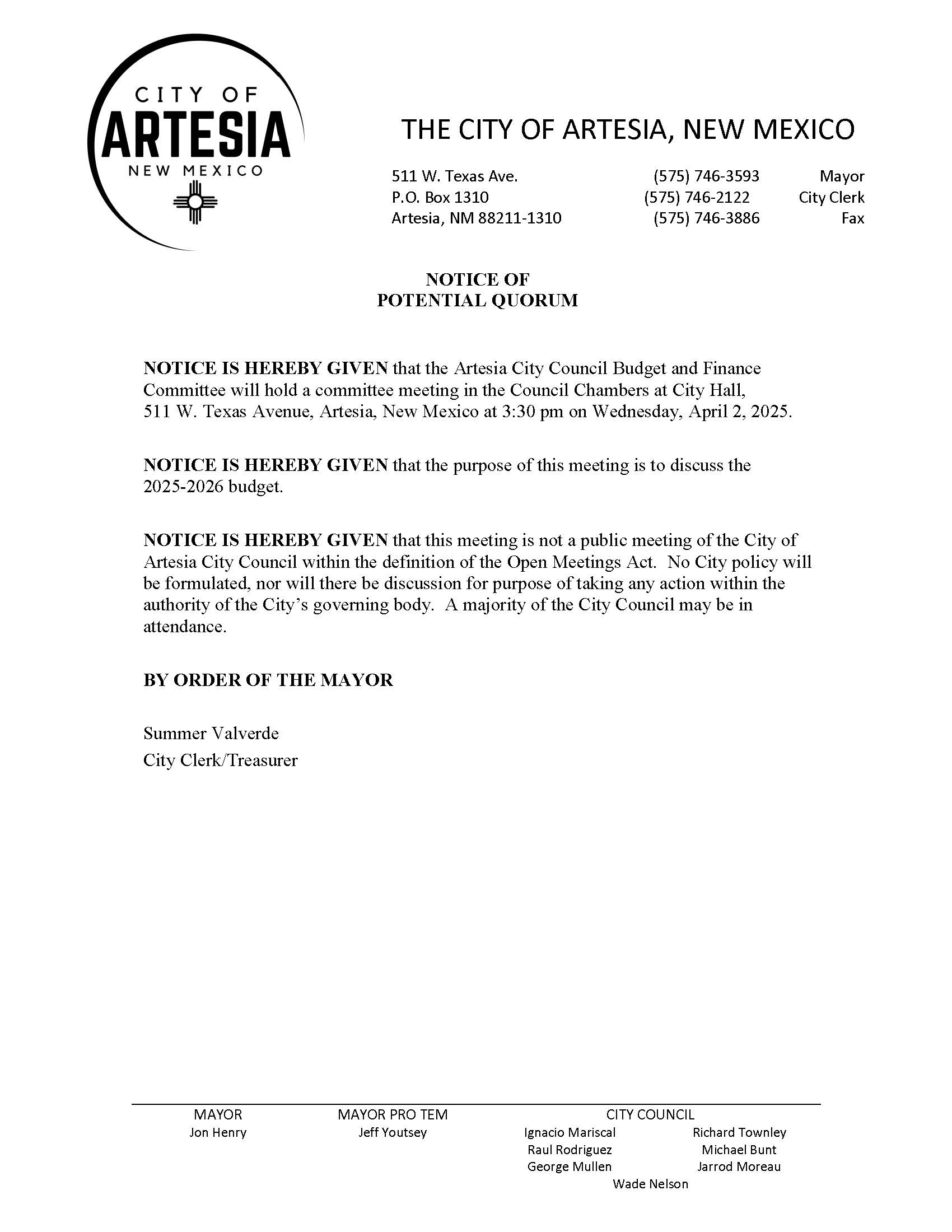 04-02-2025 Notice Potiential Quorum