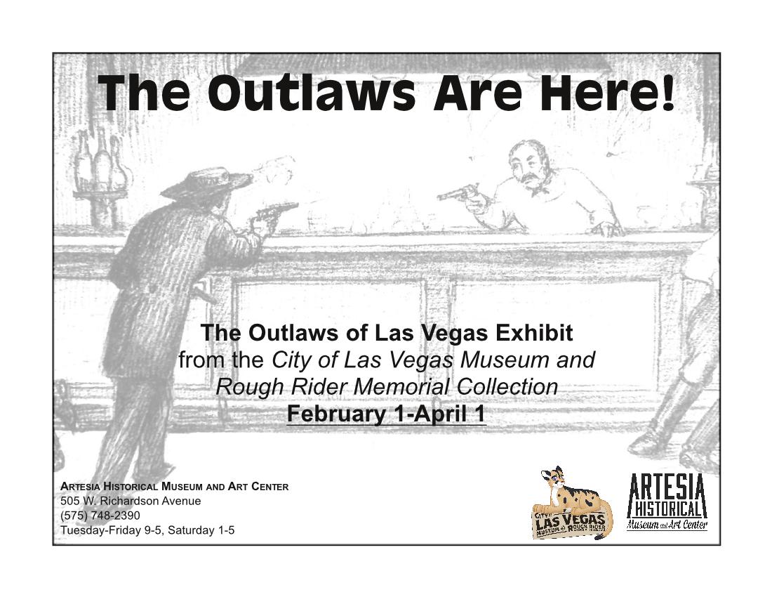 New flyer for the Outlaw Exhibit February and March 2020